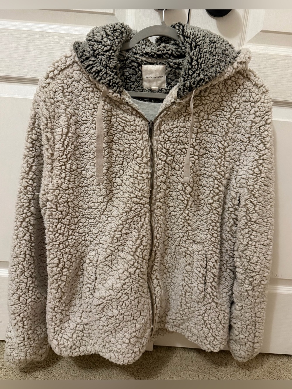 Thread & Supply Ultra-Soft Hooded Sherpa Zip-Up Jacket - Gently Used, Size M